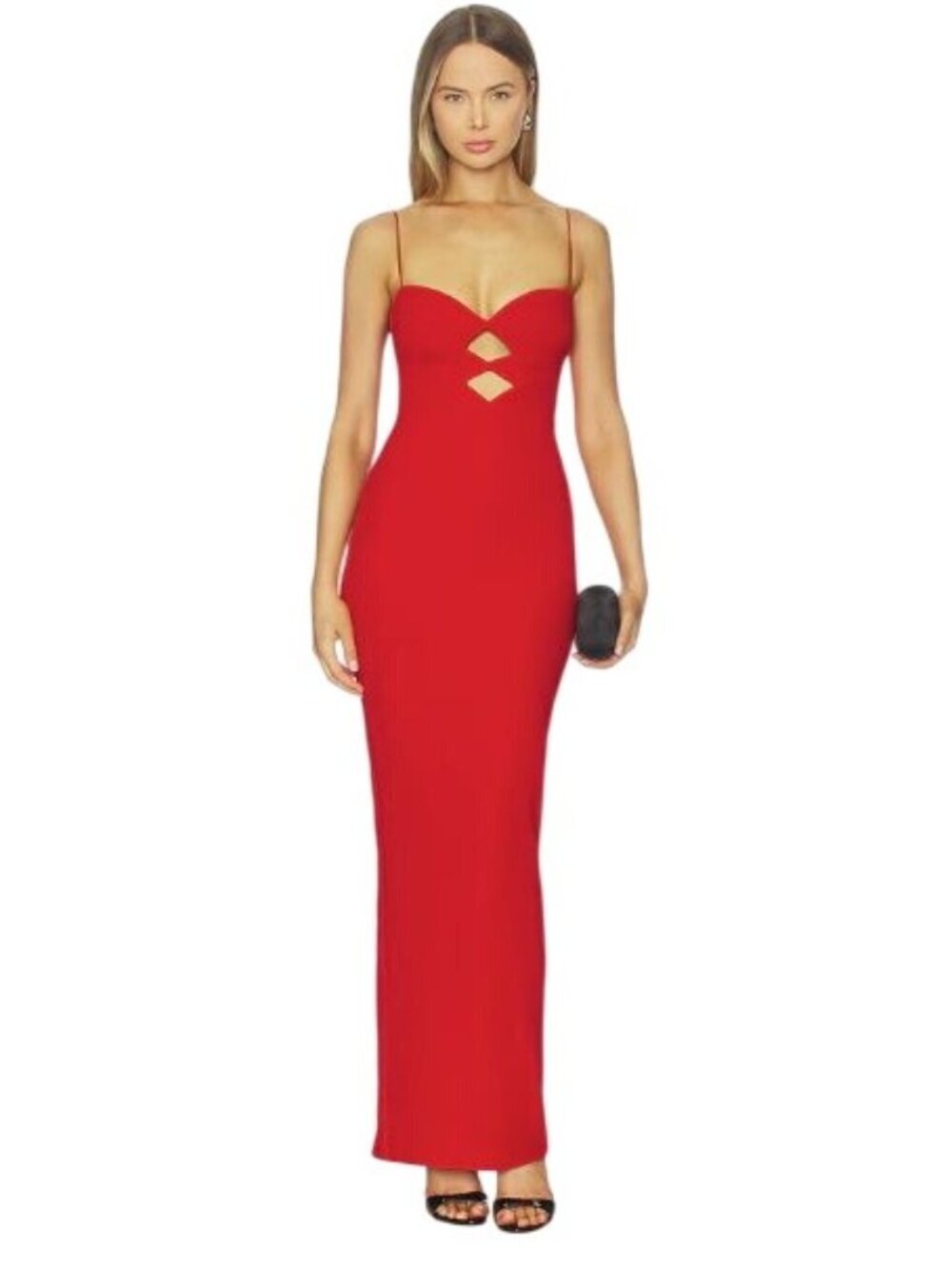 Nookie New Muse Gown Red Strappy Maxi Dress Cutouts Medium New